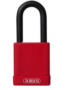 ABUS - 74/40 B KA Red 1-1/2” Shackle - Red - Keyed Alike - Aluminum Body Safety Padlock w/ 1-1/2" Vinyl Coated Steel Shackle - Key-Retaining - 6-pin cylinder - Becker Safety and Supply