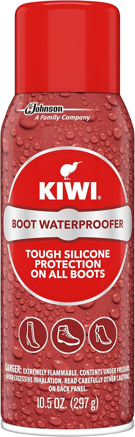 Kiwi Boot Waterproofer - Tough Silicone Waterproof Spray for Boots (1 Aerosol), 10.5 Oz, Clear - Becker Safety and Supply