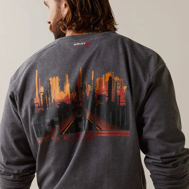 ARIAT - FR Air Refinery Row Graphic Henley, Charcoal Becker Safety and Supply
