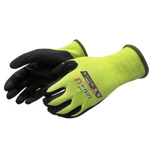 LIBERTY - ULTRA-U A6 Cut Glove - Hi-Vis Green - 18g - Sandy Nitrile Palm - Becker Safety and Supply