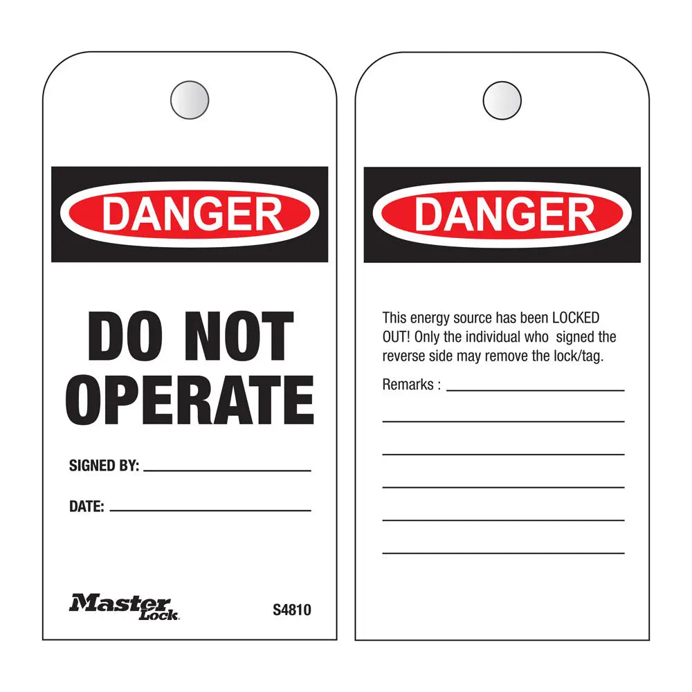 MASTER LOCK - "Do Not Operate" Roll of 100 Tags - English, RED - Becker Safety and Supply