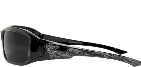 EDGE - Brazeau Skull — Black & Gray Winged Skull Frame / Polarized Smoke Lens - Becker Safety and Supply