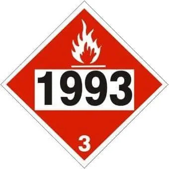 SAFEHOUSE SIGNS - DOT 1993 FLAMMABLE LIQUID - COMBUSTIBLE LIQUID - CLASS 3 PLACARD - 10.75" - Rigid Vinyl - Becker Safety and Supply