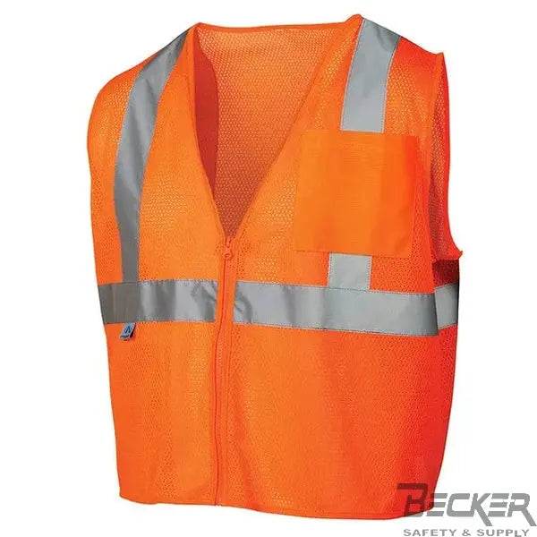 PYRAMEX - SE Class 2 Vest - Orange Mesh w/ Silver Reflective Tape Becker Safety and Supply