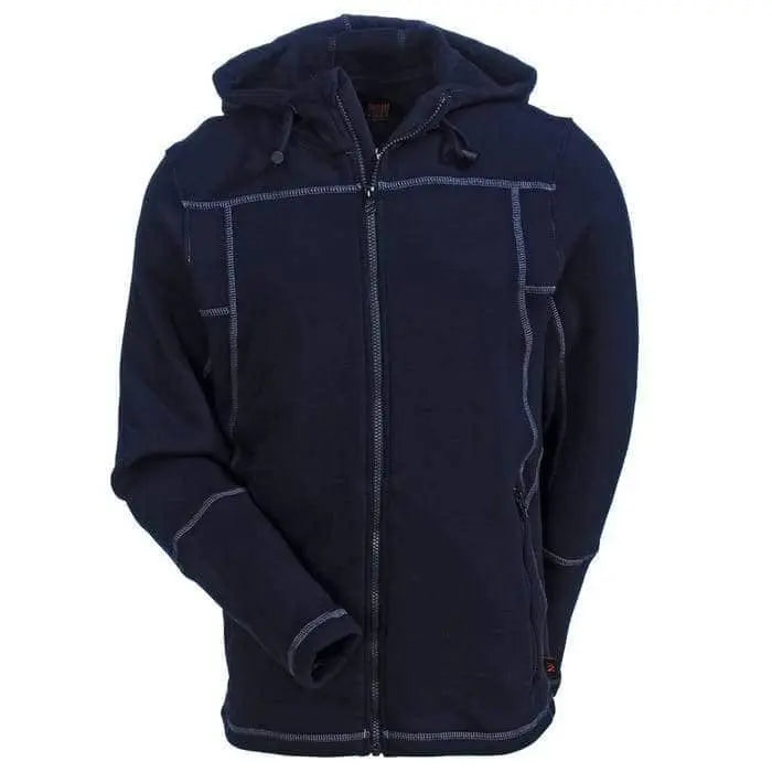 JUSTIN FR - Polartec Wind Pro Fleece Hoodie w/ full zip closure - NAVY - Water Repellent - NFPA 2112 & 70E (S-5XL) - Becker Safety and Supply
