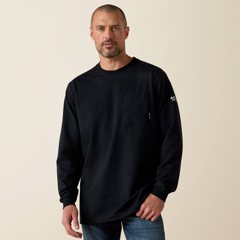 ARIAT - FR Stretch Logo T-Shirt, BLACK/LIME - Becker Safety and Supply