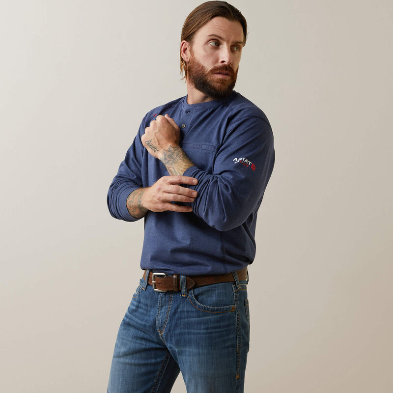 ARIAT - FR Air Refinery Row Graphic Henley Top - NAVY