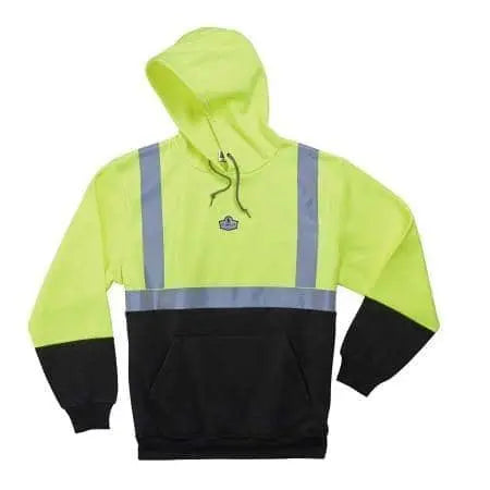 ERGODYNE - GloWear¬Æ 8293 Type R Class 2 Black Front Hooded Sweatshirt - Becker Safety and Supply